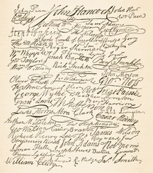 Signatures attached to the American Declaration of Independence of 1776